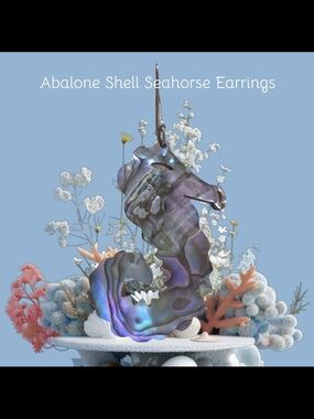Abalone Shell Seahorse Earrings - Iridescent Purple & Blue